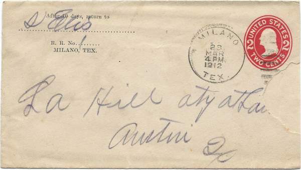 1912 Postcard from S. Ellis to L. A. Hill, Aty at Law