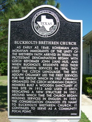 Buckholts Brethren Church Historical Marker, Buckholts, Milam, TX