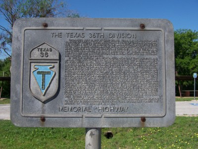 Texas 36th Division Memorial Higway Historical Marker, Buckholts, Milam, TX