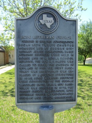 Hope Lutheran Church Historical Marker, Buckholts, Milam, TX
