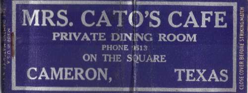 Mrs. Cato's Cafe - Cameron, TX - matchbook