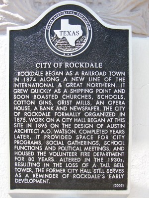 Historical Marker: City of Rockdale, Milam, TX