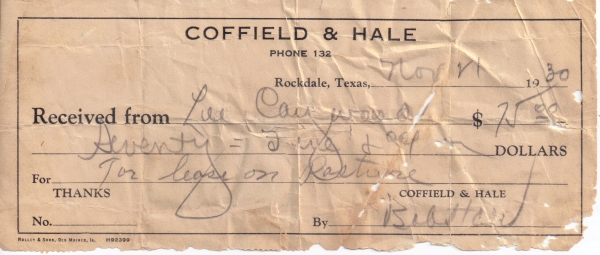 offield & Hale receipt