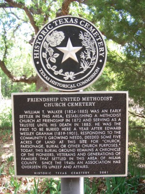 Friendship Methodist Church Cemetery HIstorical Marker, Friendship, Milam, TX