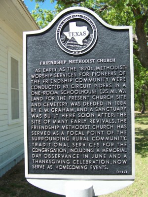 Friendship Methodist Church Historical Marker, Friendship, Milam, TX