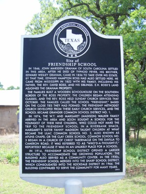 Friendship School Historical Marker, Friendship, Milam, TX