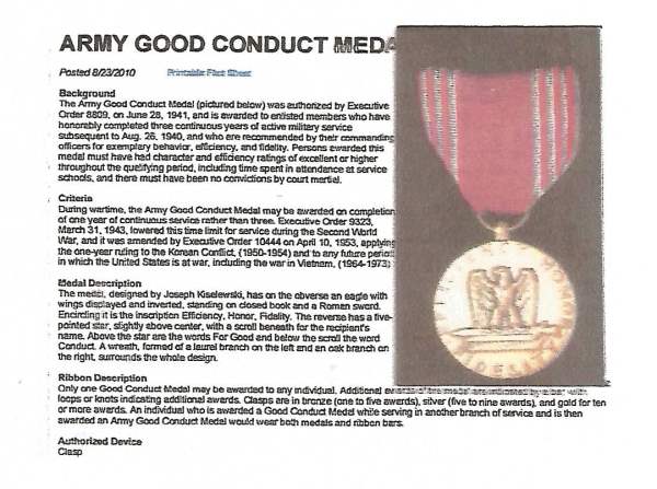 U.S. Army Good Conduct Medal - WWII