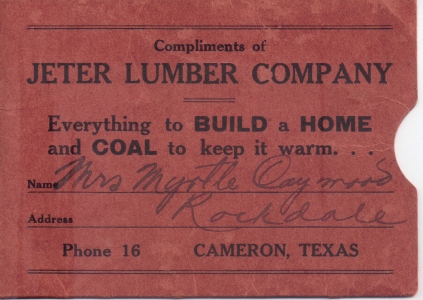 Jeter Lumber Company,  Cameron, TX