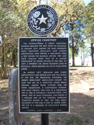 Historical Marker: Jewish Cemetery, Rockdale, Milam County, TX