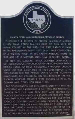 S.S. Cyril & Methodius Catholic Church Historical Marker, Marak, Milam, TX