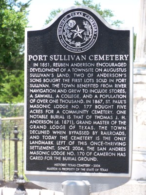 Port Sullivan Cemetery Historical Marker, Milam County, TX
