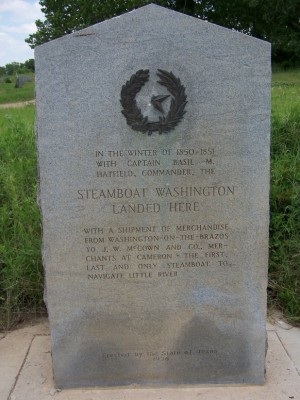 Steamboat Washington Landed Here Historical Marker, Milam County, TX