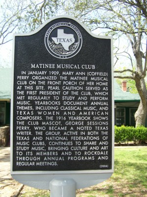 Historical Marker: Matinee Musical Club, Rockdale, Milam County,TX