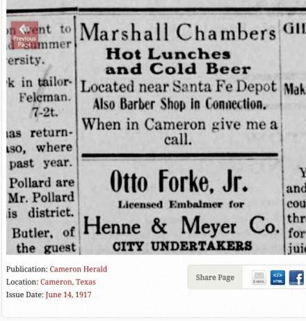 Marshall Chambers - cafe advertisement