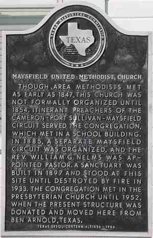 Maysfield United Methodist Church Historical Marker, Maysfield, Milam, TX 