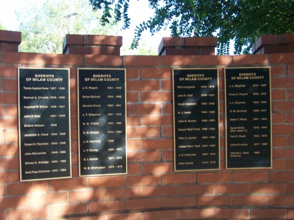 Milam County, TX Sheriff's Memorial