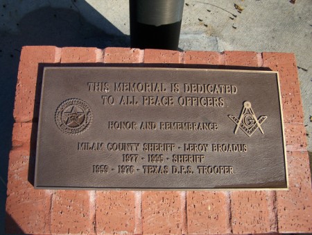 Milam County, TX Sheriff's Memorial
