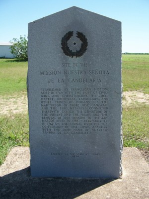 MIssion Neustra Senora de la Candalarie Historical Marker, Milam, TX