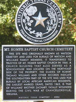 Mt Homer Baptist Church Cemetery Historical Marker