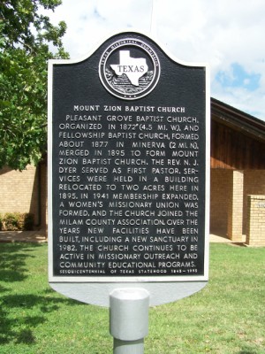 Mt. Zion Baptist Church Historical Marker, Minerva, Mimla, TX