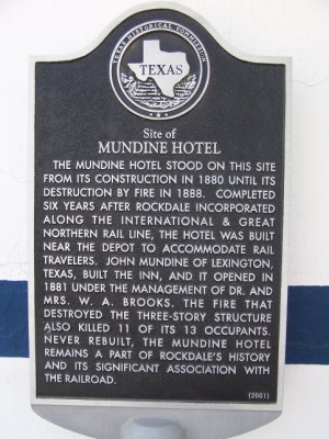 Site of Mundine Hotel Historical Marker, Rockdale, Milam, TX