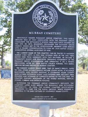 Murray Cemetery Historical Marker, Milam County, TX