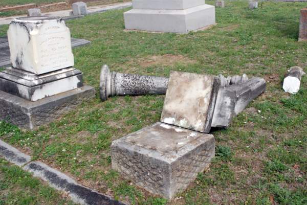 Vandalism at Oak Hill Cemetery