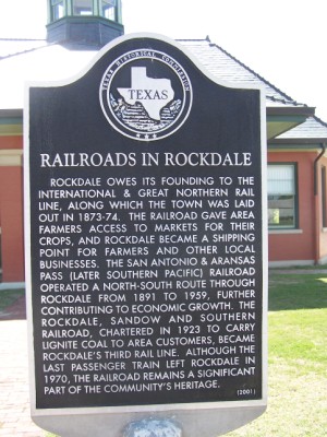 HIstorical Marker: Railroads in Rockdale, Milam County, TX