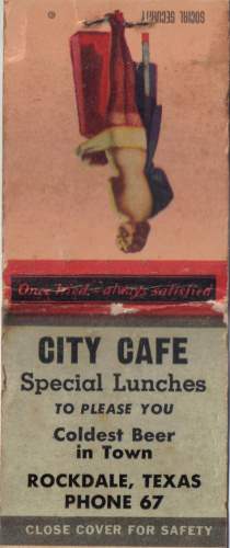 City Cafe - Rockdale,T X - matchbook