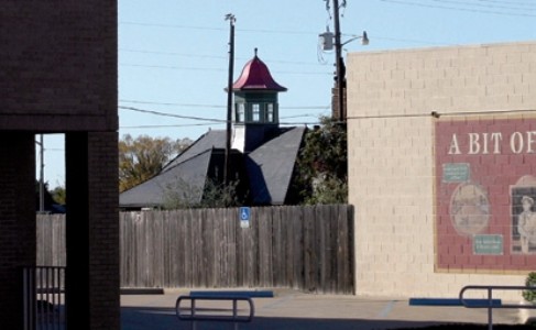 ANother view of the cupola of the I&GN Railroad Depot in Rockdale, TX