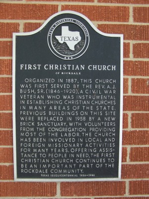 Historical Marker: First Christian Church, Rockdale, Milam, TX