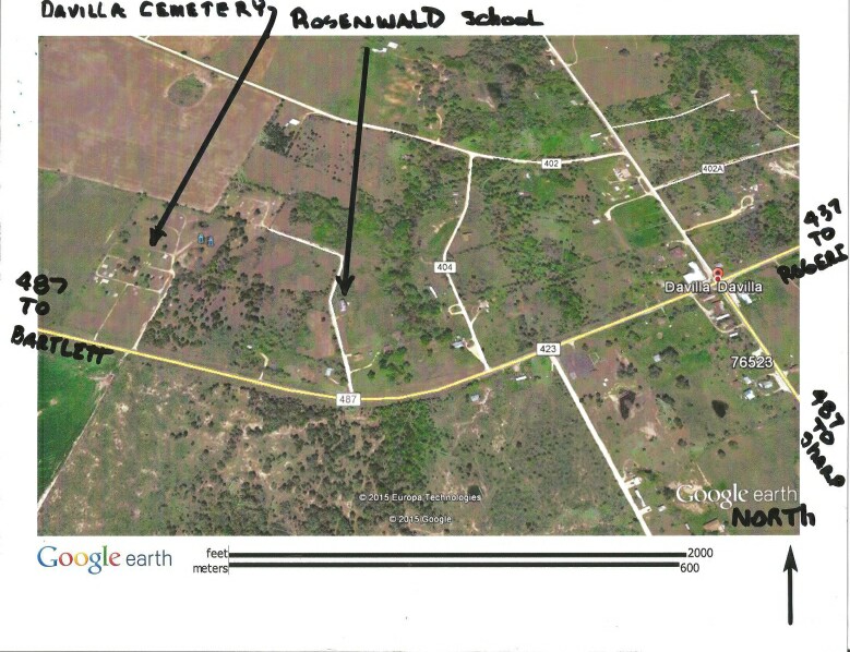 Map to Rosenwald School - Davilla, TX