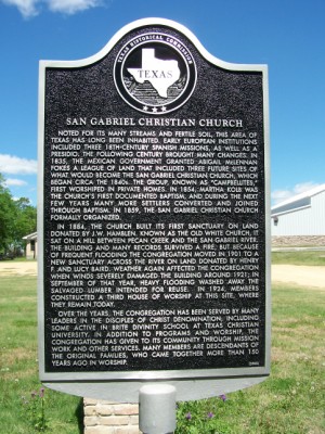 San Gabriel Christian Church Historical Marker - San Gabriel, Milam, TX