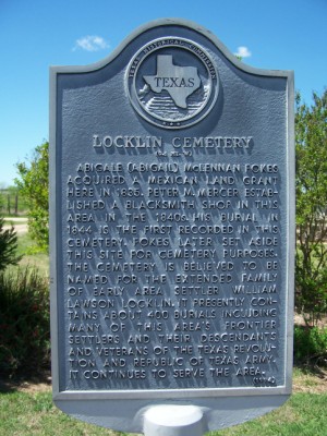 Locklin Cemetery Historical Marker - San Gabriel, Milam, TX