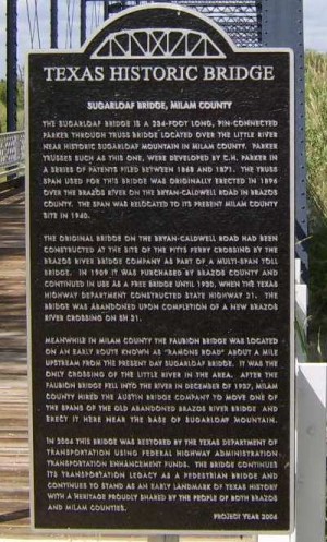 Sugarloaf Bridge Historical Marker, Gause, Milam County, TX