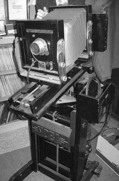Charles Brady's vintage stand camera on display in Milam County Museum