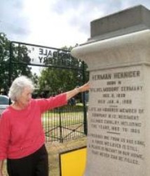 Joy Graham at the Herman Henniger Monument